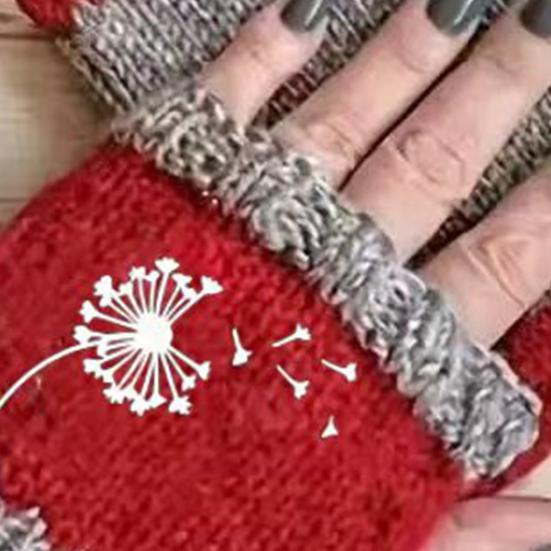 Yousheng Вязаные митенки женские, цветные вязаные перчатки с половиной пальца, теплые перчатки с вышитым узором «Одуванчик» для набора текста, печати, письма