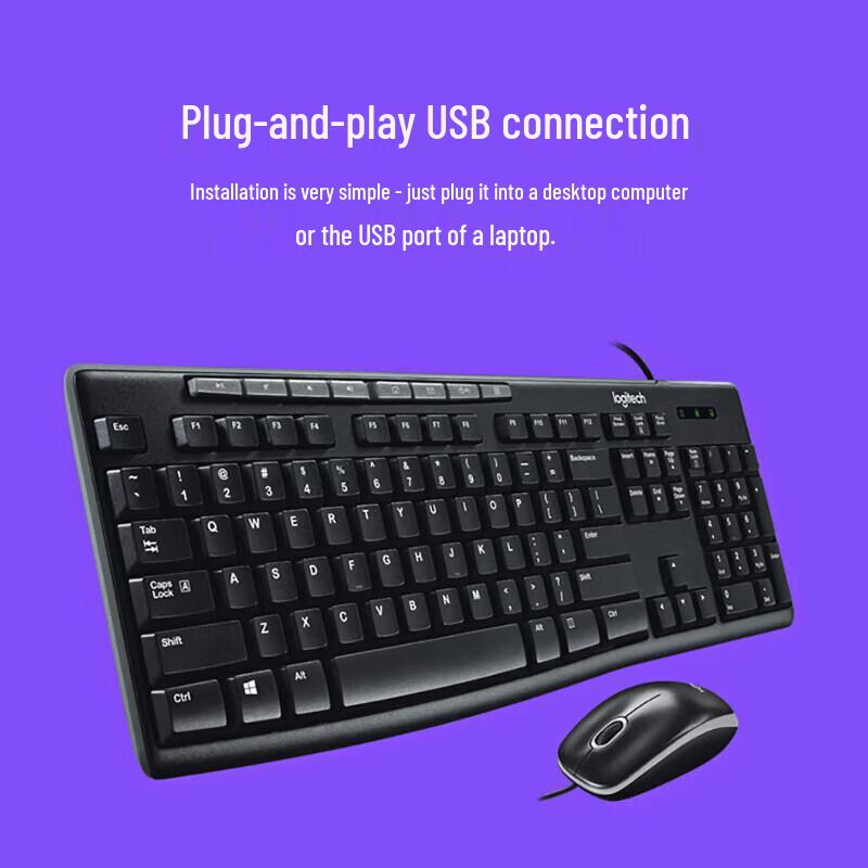 Logitech Проводная клавиатура и мышь MK200