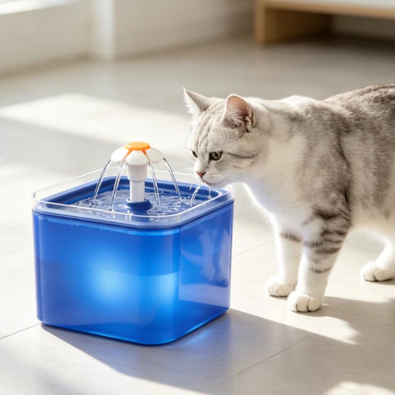 Automatic Cats and Dogs Water Fountain with LED Lighting USB Pet Water Dispenser with Recirculate Filtring for Pet Feeder