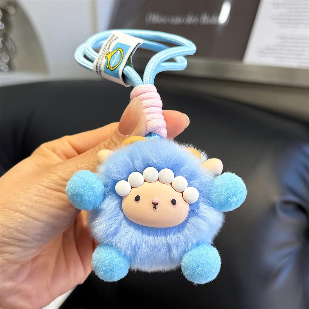 Bag Charm New Colorful Plush Sheep Keychins Real Fur Pom Pom Small Sheep Ball Decorative Pendants Accessories Bag Charm