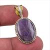 Natural Tiffany Stone 925 Solid Sterling Silver Gift TwoTone Pendant 1.25" s2N65