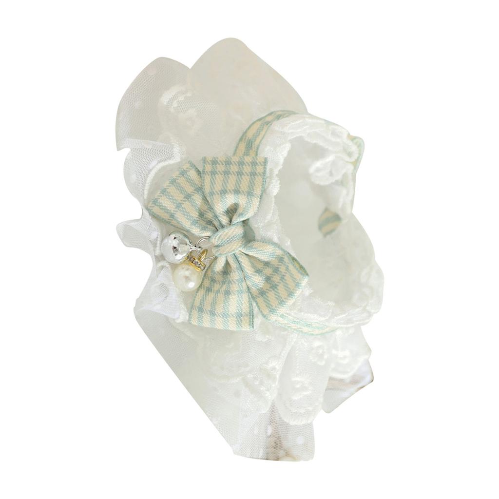 Кружевной кошачий ошейник с бантом и колокольчиками Милый модный питомец Шейный платок Аксессуары для собак Зеленый M