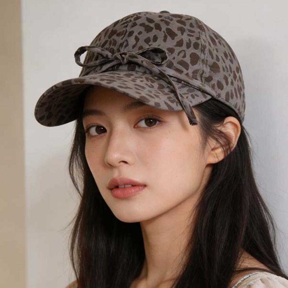 Sunscreen Leopard Print Bow Baseball Cap Sunshade American Style Casquette Cool Girls