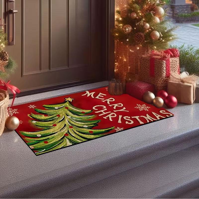 Christmas Snowman Snowflake Entrance Doormat, Soft Non‑Slip Washable Floor Mat, Hallway Xmas Holiday Home Decor