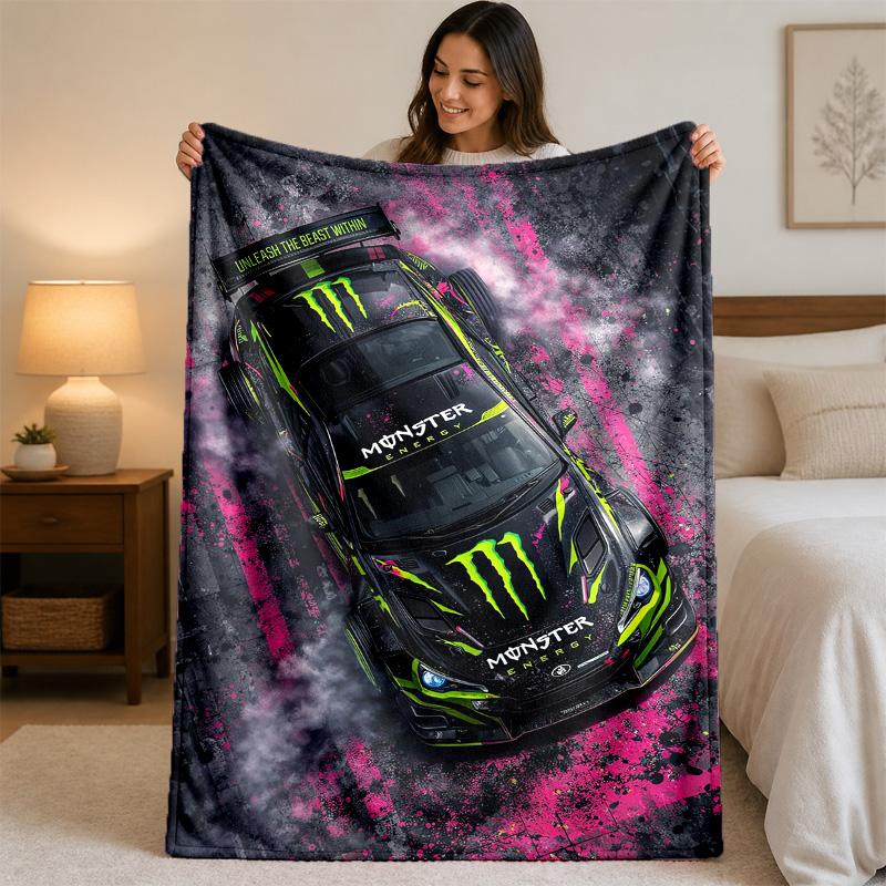 Фланелевое одеяло с принтом Monster Energy, уютное, теплое, плюшевое покрывало для кровати, дивана, диванчика, для домашнего использования в помещении