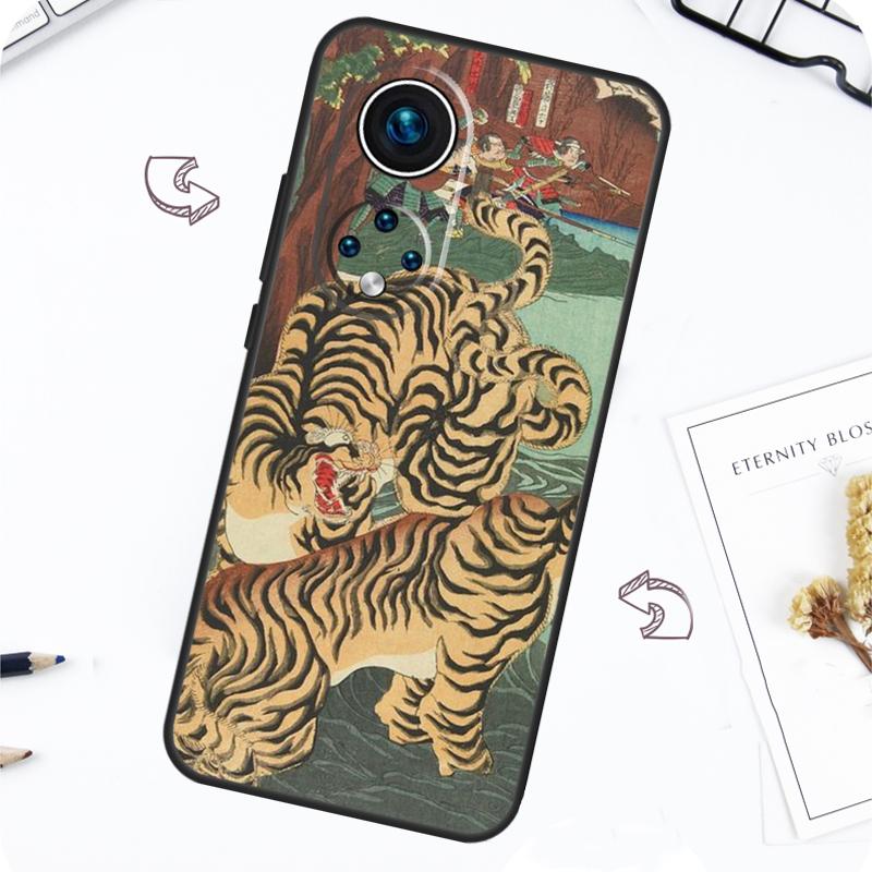 Японское искусство укиё-э Пантера Тигр Чехол Для Honor Magic 7 5 6 Pro Honor 200 Pro X9b X9a X8b X8a X8 X9 X9c 50 70 90 Lite Чехол