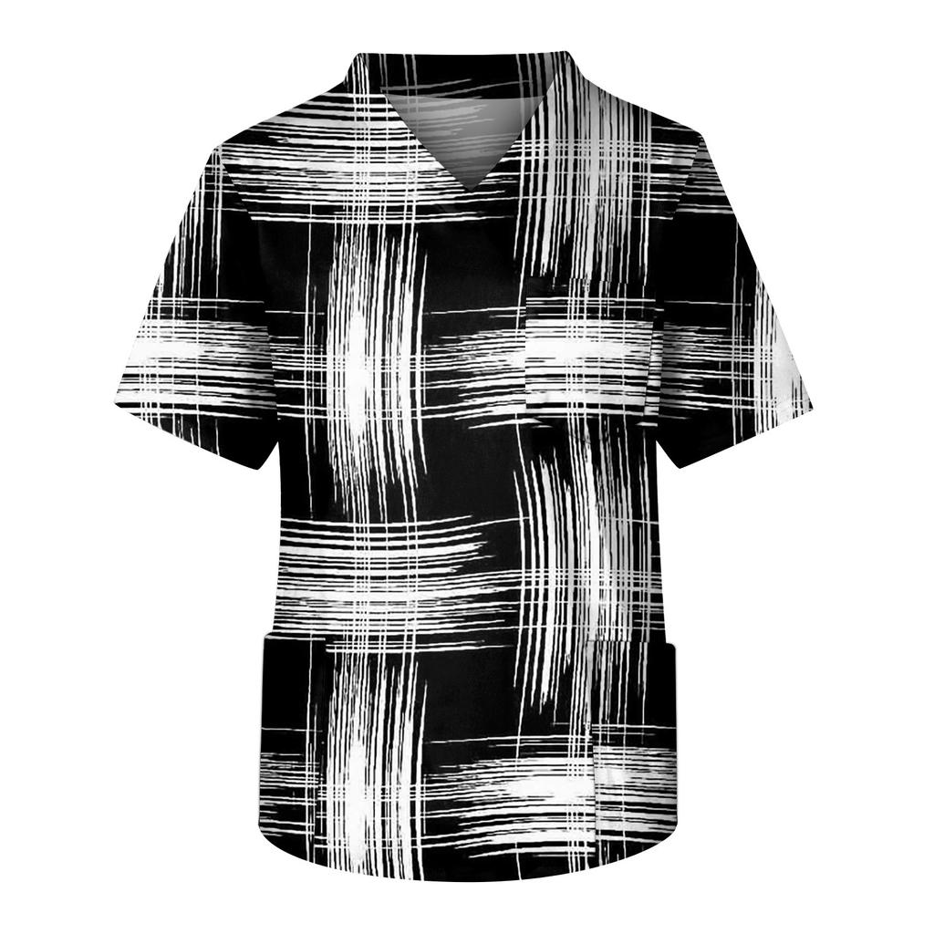 Модный мужской топ с коротким рукавом и V-образным вырезом с принтом и карманом на груди