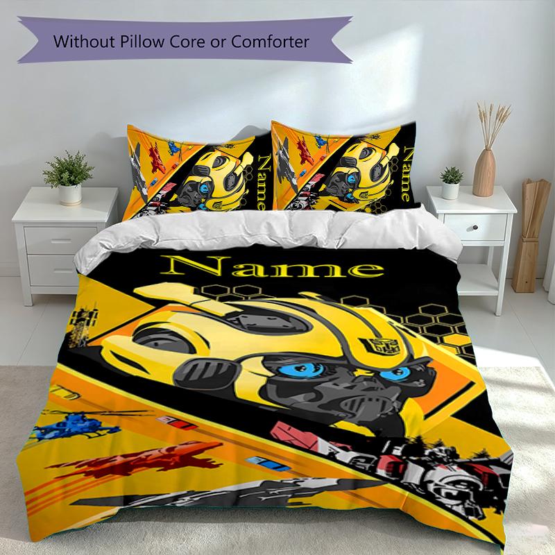 3pcs Custom Name Bumblebee Set,Includes 1 Duvet Cover and 2 Pillowcases,All-season Bedroom Decor