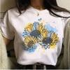 ZX TEE Ukraine Flag Pringting T-Shirt Casual Short Sleeve Y2k Tops Women's Clothing Simple Design Fashion Harajuku White Graphic Tees