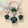 Круглые Зеленые Свадебные Ювелирные Наборы с Кубическим Цирконием, Модные Костюмные Серьги, Подвеска и Наборы Ожерелий для Женщин