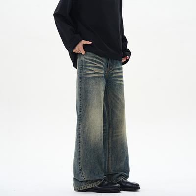 Весенне-летние американские ретро-ностальгические прямые джинсы для мужчин и женщин, свободные брюки с индивидуальностью