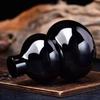 Pure Black Obsidian Gourd Ornament – Ruyi Gift for Home, Office, or Entryway Decor