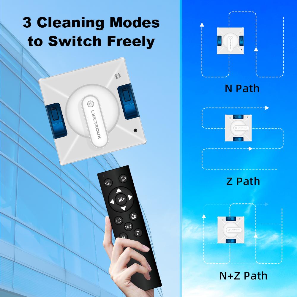 LIECTROUX YW509 Робот-пылесос для окон, двойной распылитель воды, лазерный датчик, автоматическая швабра для влажной уборки стекла, робот для чистки окон дома