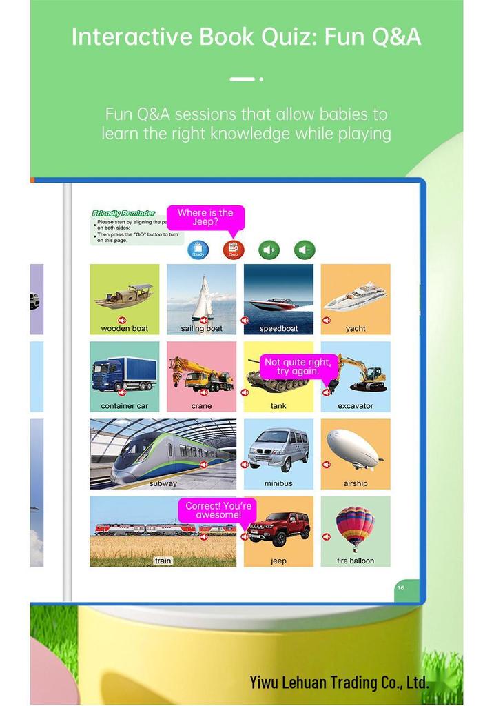 Children's English Learning Sound Book - Interactive Early Education Toy
