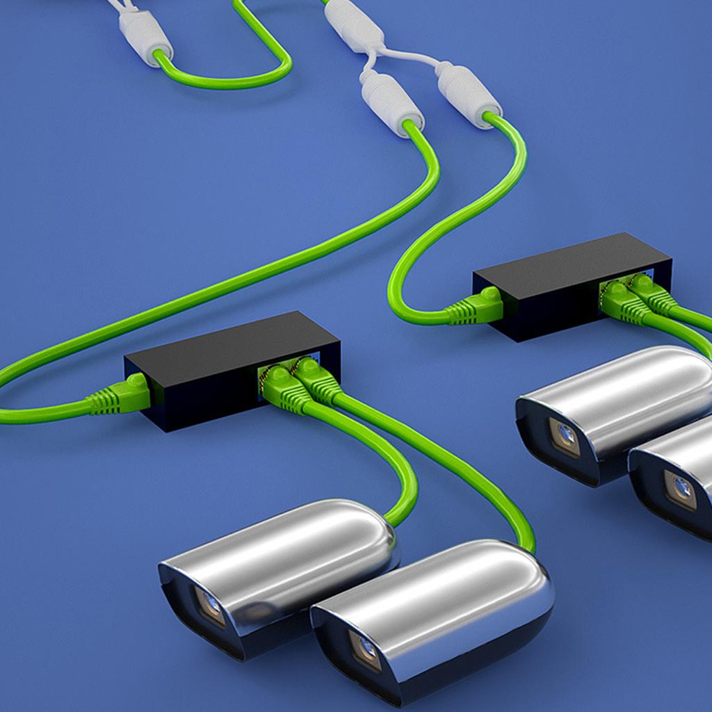 Обновленный POE-сплиттер 2-в-1 Сетевой кабельный разъем Трехсторонний разъем Подходит для установки камеры видеонаблюдения Прочный-