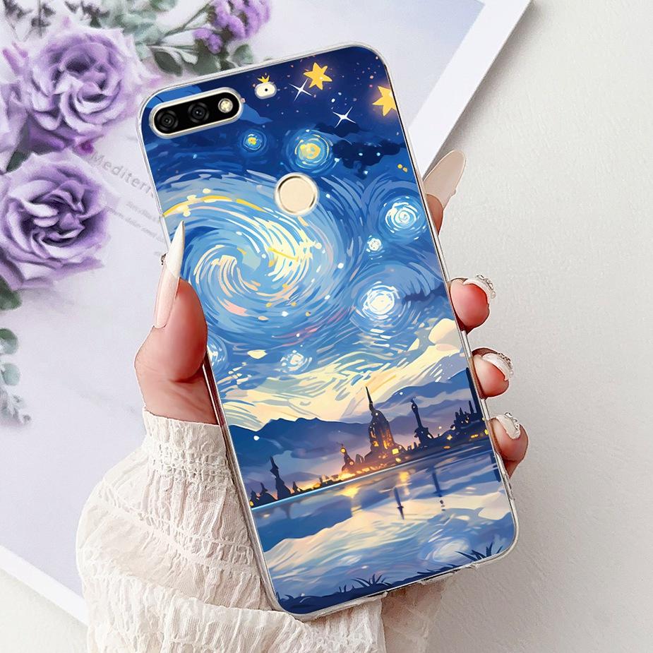 Чехол для Huawei Y7 Prime 2018 Nova2 Lite Роскошный Расписной Чехол Мягкий Тонкий Чехол для Телефона Для Huawei Y7 Pro 2018 Y72018 Задняя Крышка Сумки