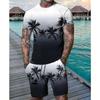 Men Sets Summer Tracksuit Fashion T Shirt Short Pants Outfit Print T-Shirt+Shorts Suits Oversize Clothes Casual T-shirt Suit Men