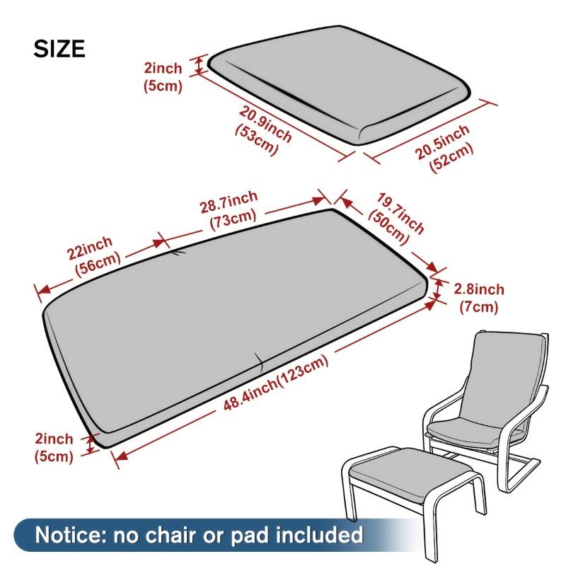 Washable Slipcover for Poang Chair Non Slip Wooden Armrest Protector Lounge Chair Cover for Living Room Decor