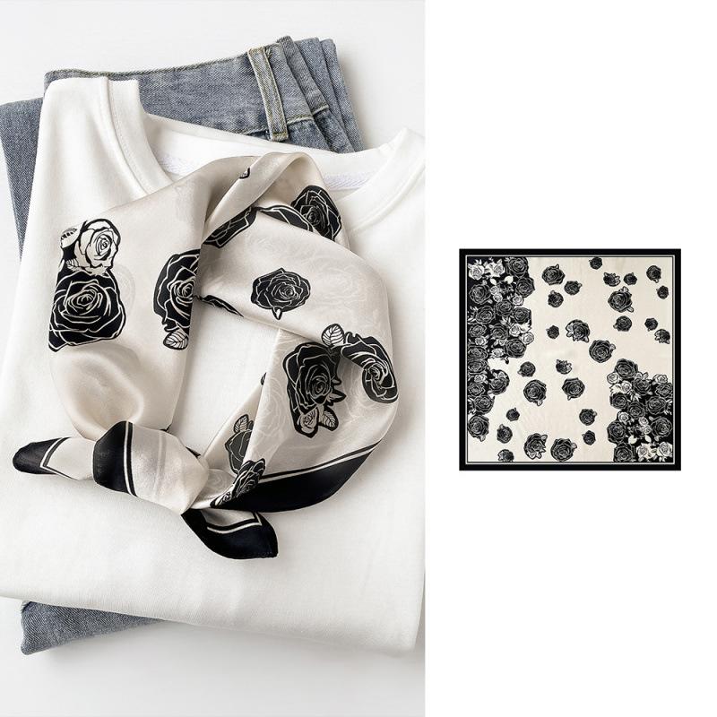 53 Plain Crepe Satin Silk Scarf Silk High-End National Style Printing 100% Mulberry Silk Silk Luxury Silk Square Scarf Women'S Scarf