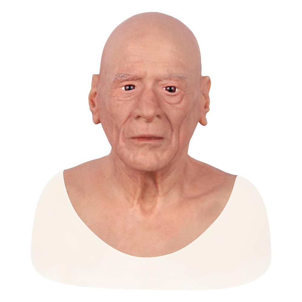 Cosplay Masks Silicone Old Man Head Face Masks Full Cover Masque Cosplay Masquerade Props Human Halloween Face Crossdressing