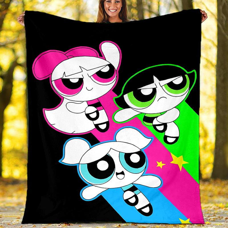 The Powerpuff Girls printed throw blanket—lightweight,soft,warm;versatile blanket for all seasons—perfect as &air-conditioning throw,nap blanket