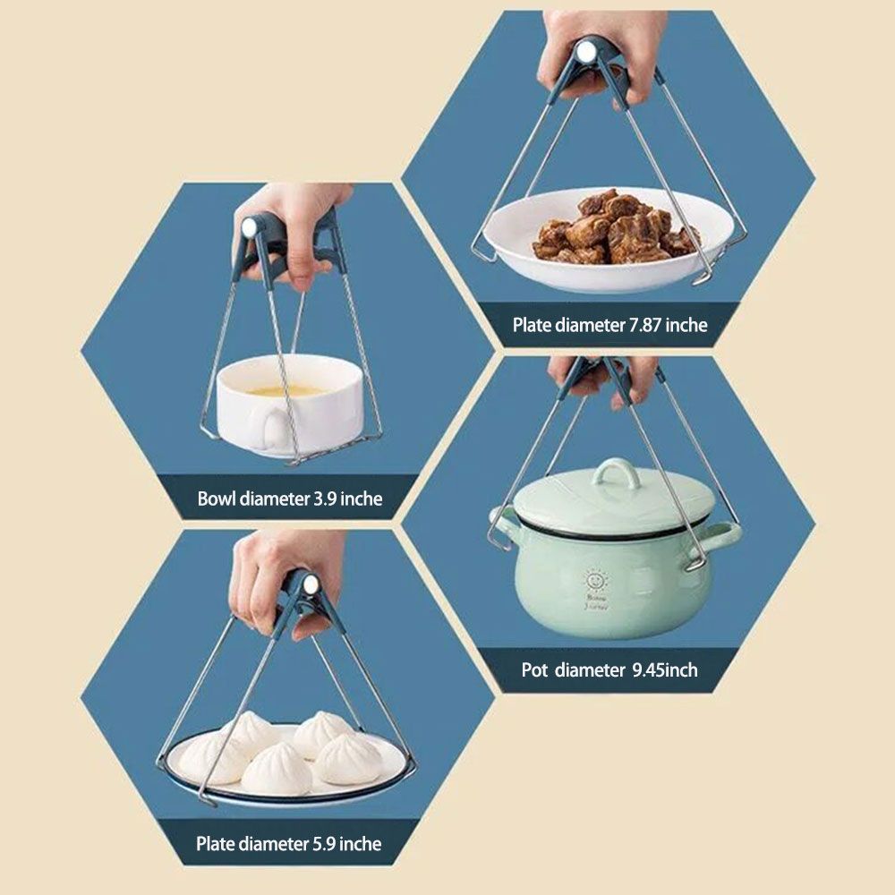 Foldable Steamer Lifter Non-slip Holder Plate Gripper Anti-Scalding Clip Dish Bowl Clamp
