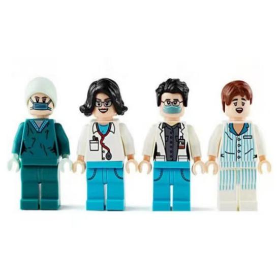 Mini Medical Scene Figures Set with Patient Nurse Doctor And Equipment Miniature Building Block Set for Pretend Play DIY Micro
