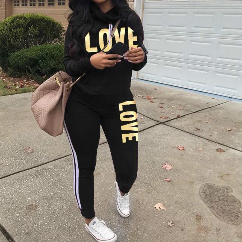 Женская одежда из двух частей, свитер с длинным рукавом, брюки, повседневная спортивная одежда, костюмы