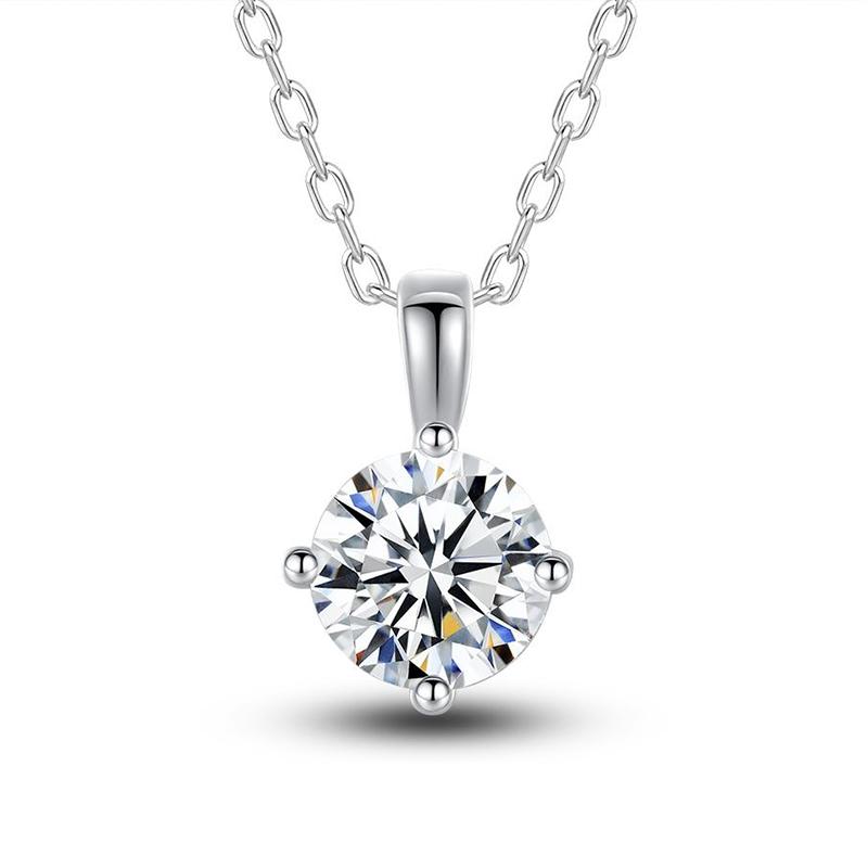 Moissanite Pendant Necklace for Women for Daily Wear, Classic Round Solitaire Jewelry Gift for Wedding and Anniversary