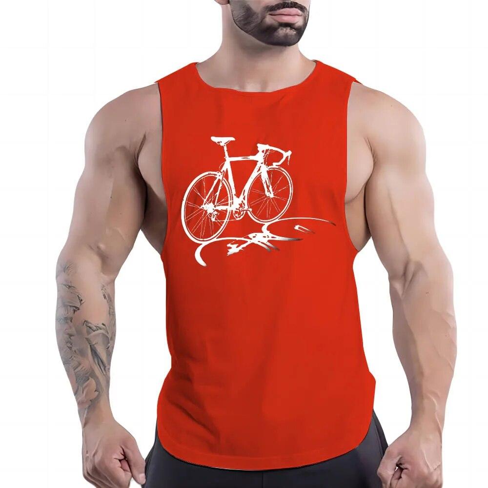Summer Adult Men'S Casual Sports Crew-Neck Vest Creative Bike 2d Print Fashion Trend Simple Breathable Sleeveless T-Shirt