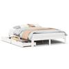 VidaXL Cadre de lit avec tiroirs blanc 160x200 cm bois massif de pin, sommier, cadre de lit double, cadre de lit en bois 3301953