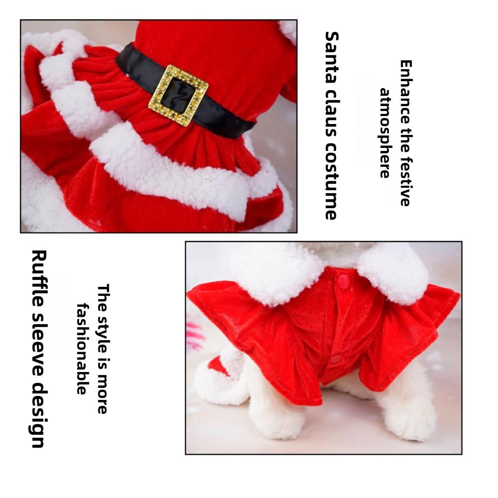 Одежда для домашних собак Платье Санта Клауса для вечеринки в честь Рождества Платье с маленькими рукавами-крылышками Наряд на Новый год для щенков крупных и средних пород