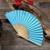 Hand Held Fans White Silk Bamboo Folding Fans Handheld Folded Fan for Wedding, Party, DIY Decoration