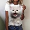 Летний топ с круглым вырезом, короткими рукавами, повседневный, универсальный, с животным принтом, женские футболки