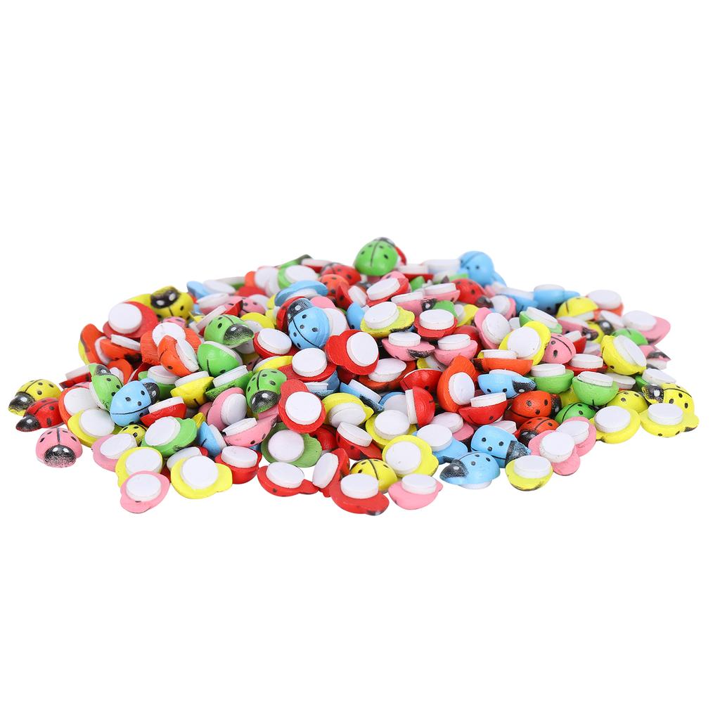 300Pcs Wooden Ladybugs Landscape Simulation Tiny Crafts Scrapbooking DIY Decoration Accessories