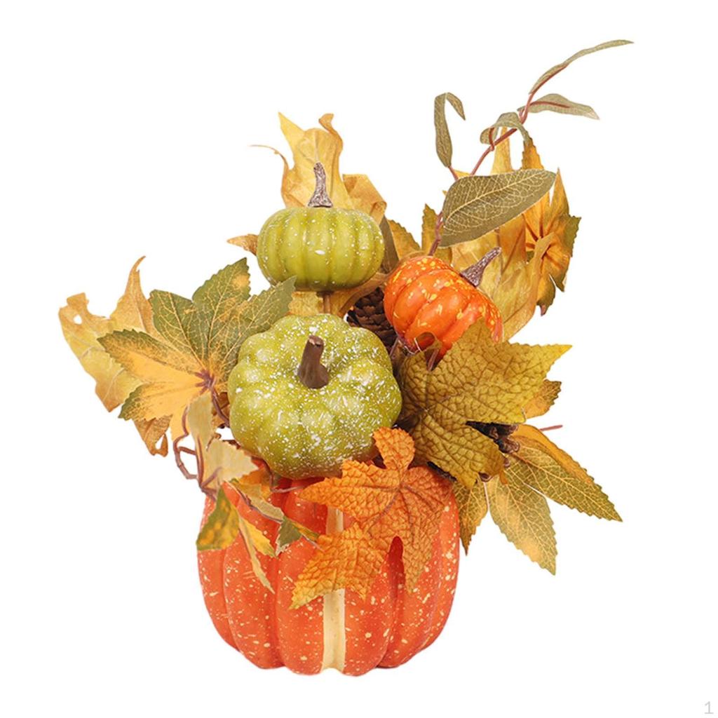 Artificial Pumpkin Maple Leaves Fall Ornament Floral Arrangement Christmas Room Table Decoration