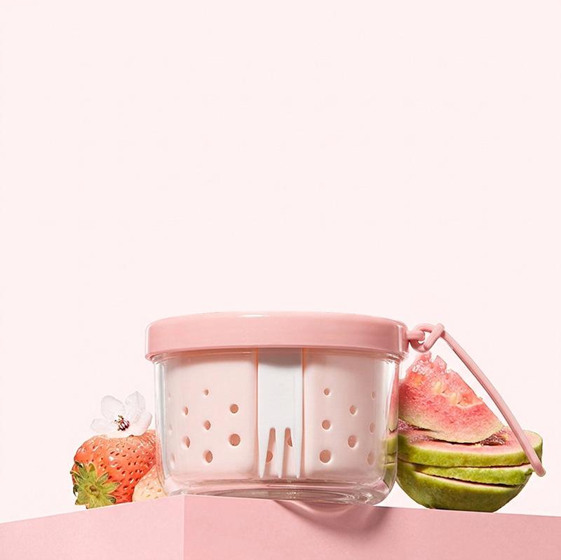 Xingyou fruit cup portable car out with fork box antibacterial drainable food grade high value dust-proof seal