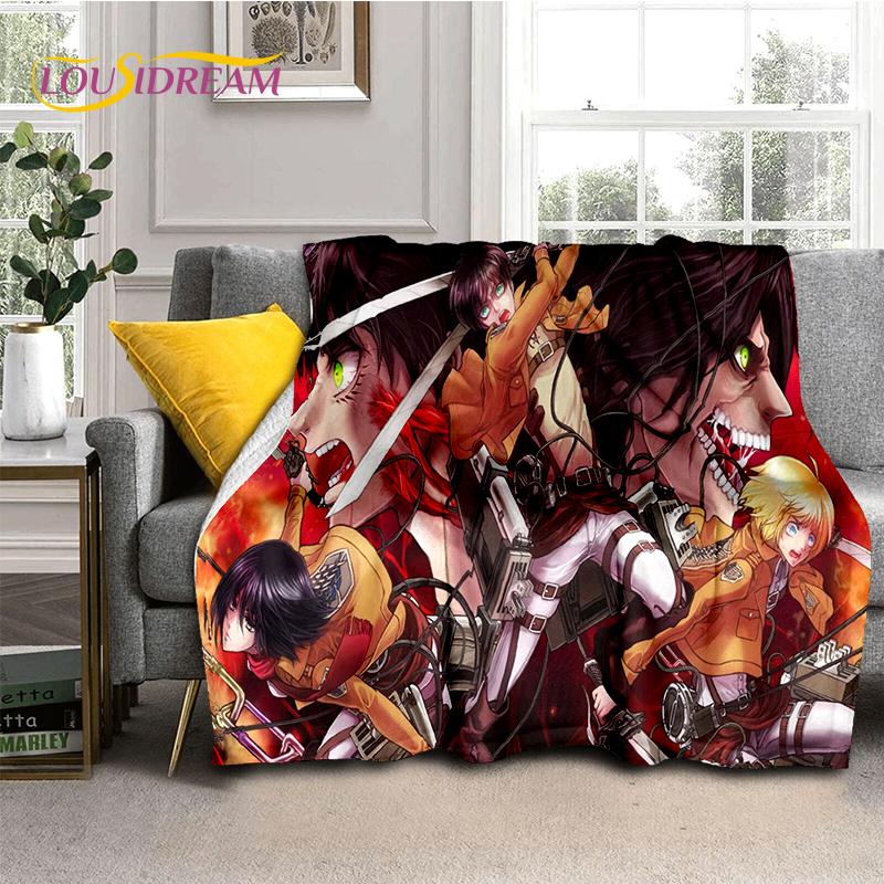 2025 Attack On Titan Eren Anime Cartoon Soft Blankets,Throw Blanket Comfortable Blanket for Picnic Beds Sofa Home Kids Gifts