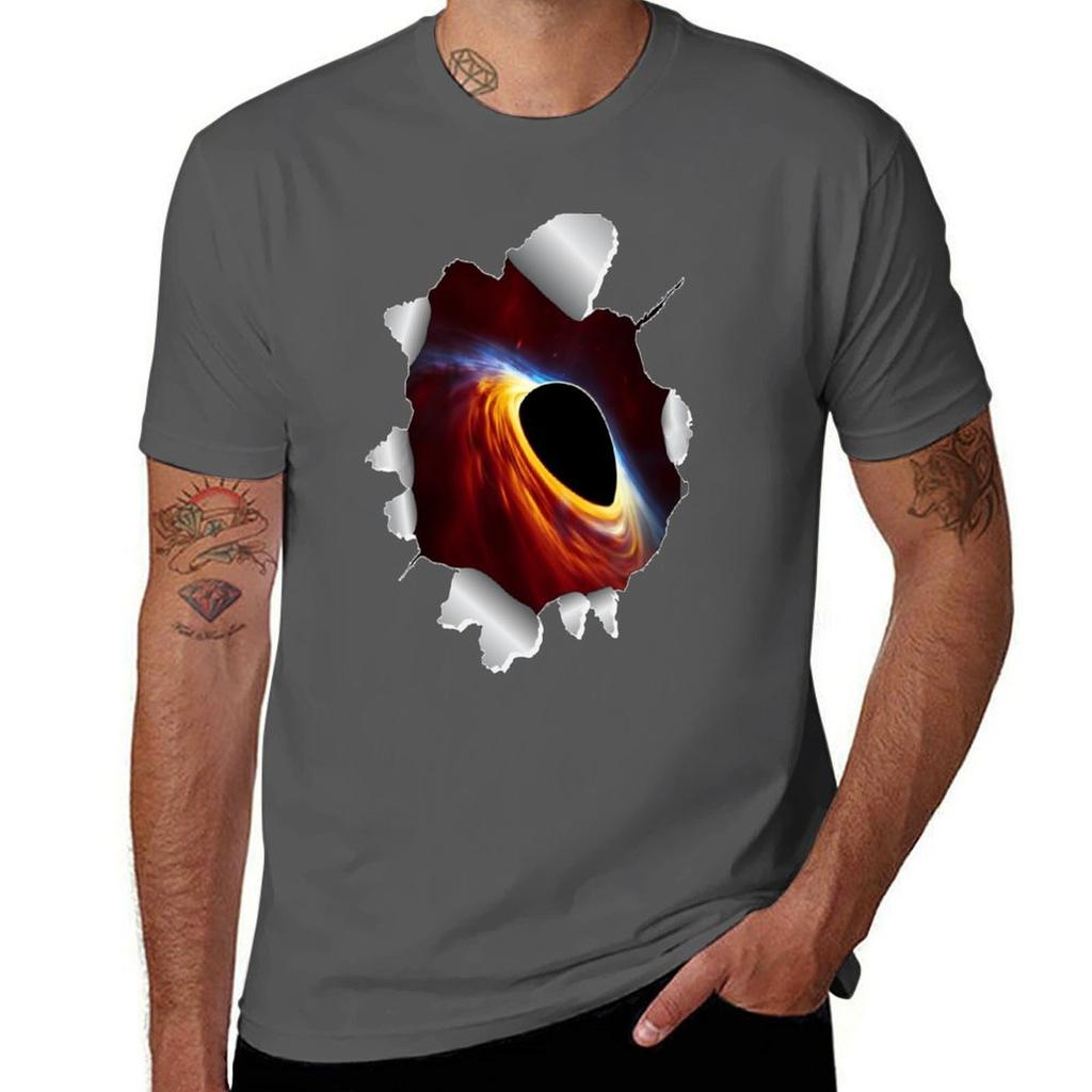 Black Hole Rip Tshirt Large Size Loose Casual Tee