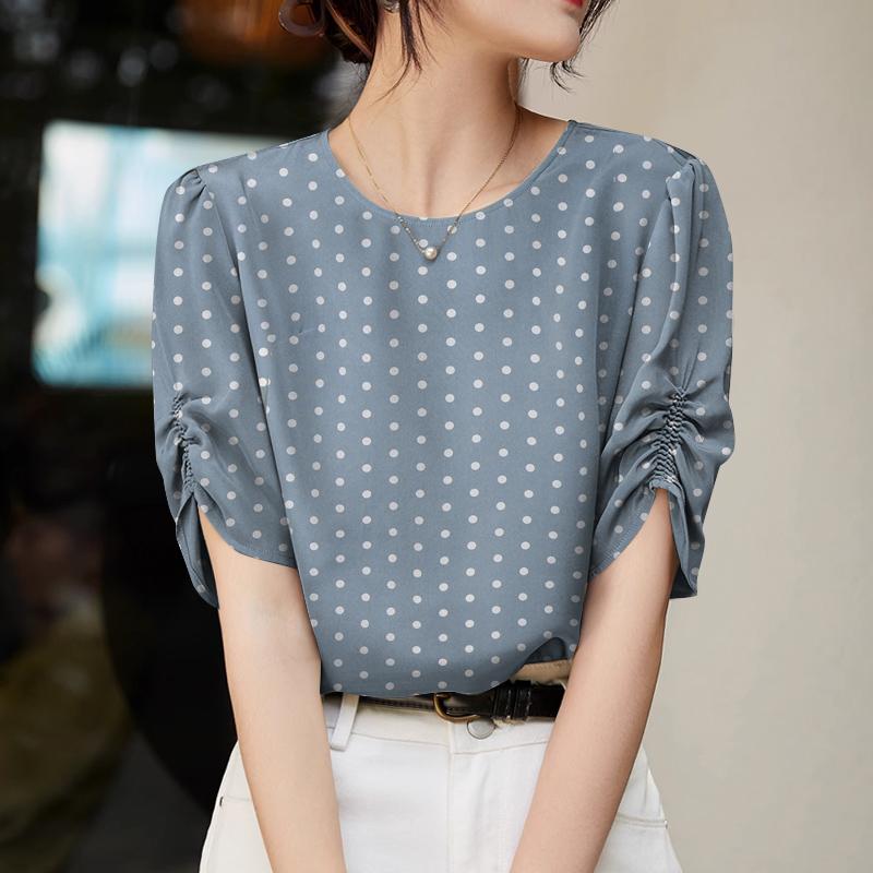 ZANZEA Женская повседневная летняя блузка с коротким рукавом в горошек