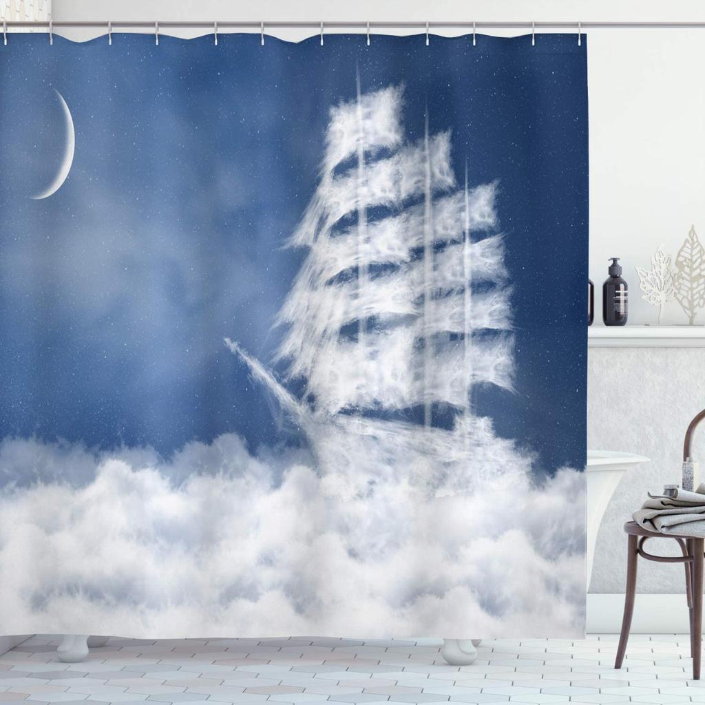 Seaside Ocean Shower Curtain Summer Beach Water Palm Tree Hawaii Landscape Fabric Bathroom Decor Curtains With Hooks Blue Green