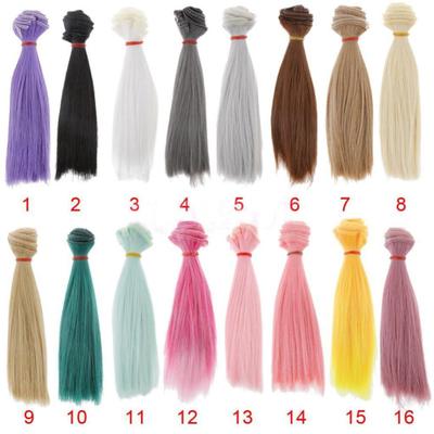 15см DIY Красивый Высокотемпературный Шелковый Прямой Парик Кукольные Аксессуары