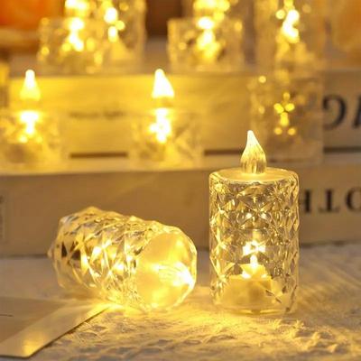 Беспламенные светодиодные свечи 24 шт. хрустальные беспламенные свечи настольные украшения для дома праздничные украшения для вечеринок