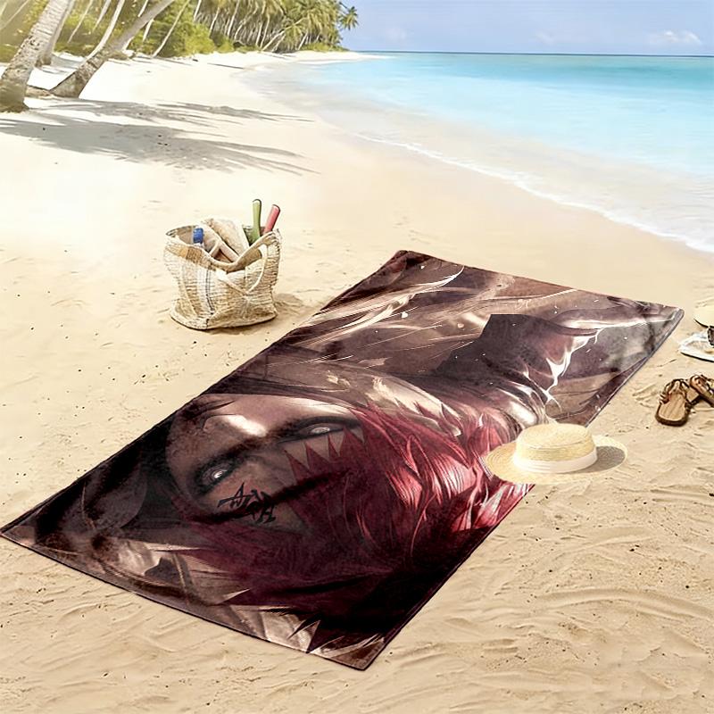 Gaara Red Theme Print Beach Towel, Large Soft Quick Dry Towel for Beach Camping Swimming