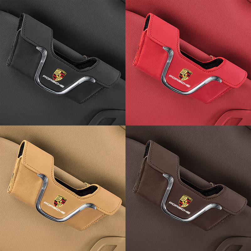 Metal Car Sun Visor Glasses Card Clips For Porsche Cayenne Panamera Macan 911 718 Taycan Boxster Cayman 918 Pajun Accessories FU3