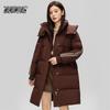XueZhongFei Women's Mid-Length Thick Down Jacket