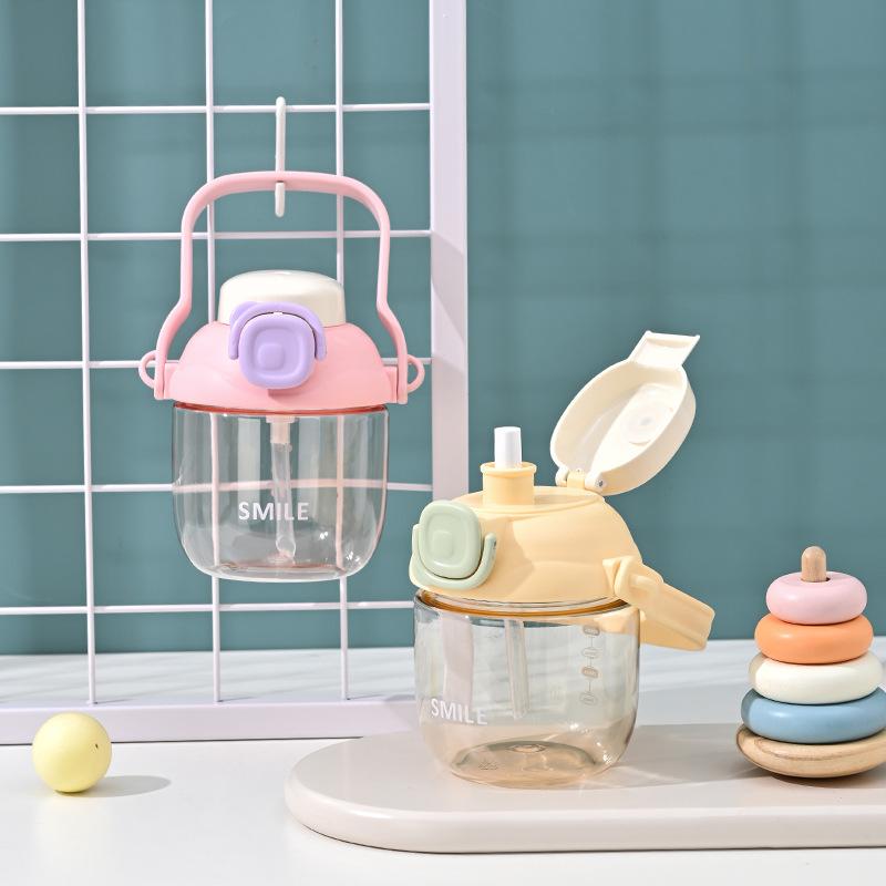 Большая емкость, милый соломенный пластиковый стаканчик, 830 мл, студенческий спортивный чайник, подарок, ведро для чая с молоком, ручка, уличное питьевое стекло