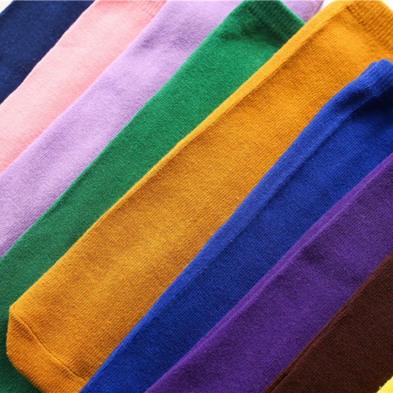New Kids Cotton Breathable Stockings Candy Color Children Middle Tube Knee High Socks Girls Students Socks Free Size 30cm