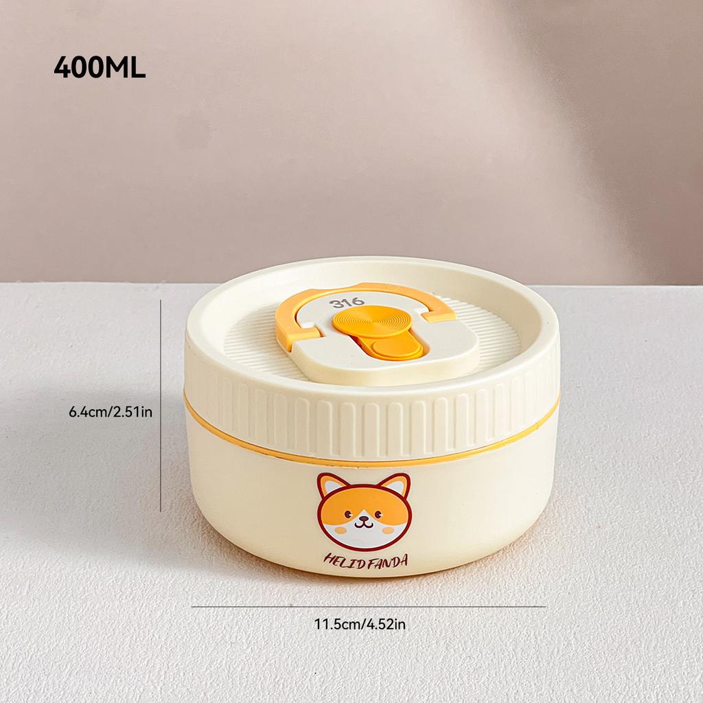 WORTHBUY Cute Thermal Bento Box Portable 304 Stainless Steel Lunch Box Heatable Sealed Leak-proof Food Container For Kids