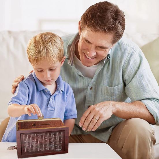 Деревянная копилка для детей, подарок, накопительная коробка, накопитель денег со счетчиком